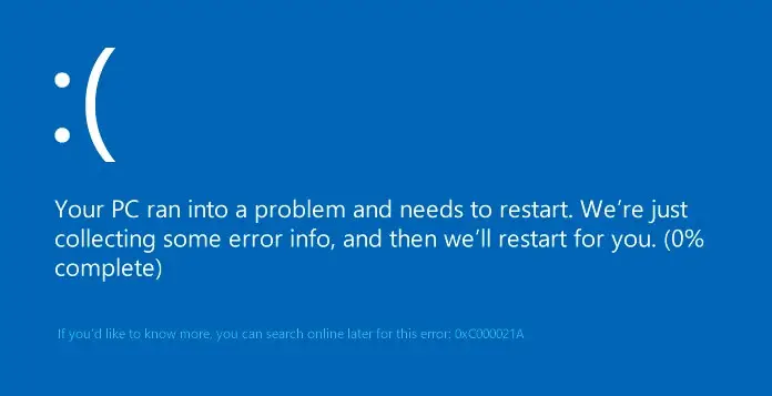 System Restore Error 0xc000021a