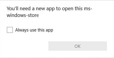 ms-windows-store app link error