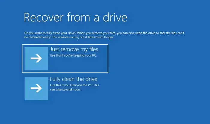 recover from windows 10 usb recovery drive