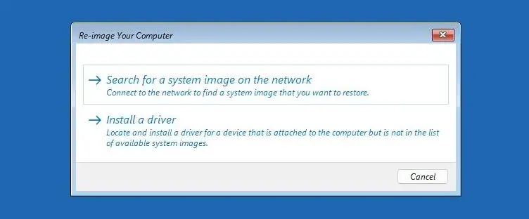 system image recovery in windows 11 or 10 - screenshots - windows re