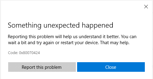 windows store error 0x80070424