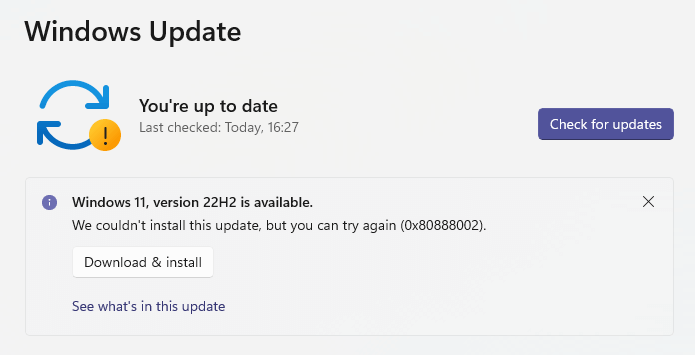 0x80888002 error upgrading to windows 11