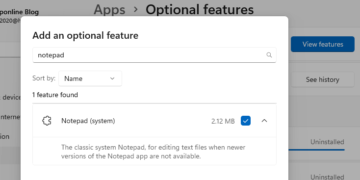 old notepad add apps features