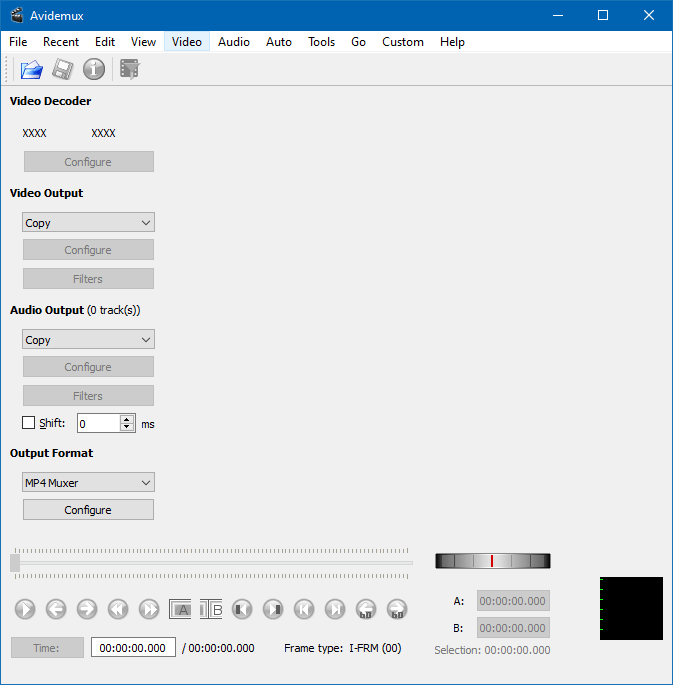 avidemux user interface