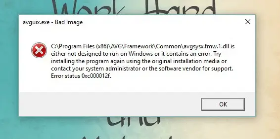 bad image error c000012f