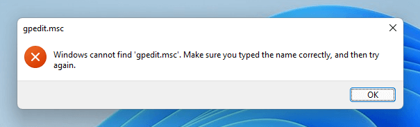 gpedit.msc missing windows 10/11 home edition