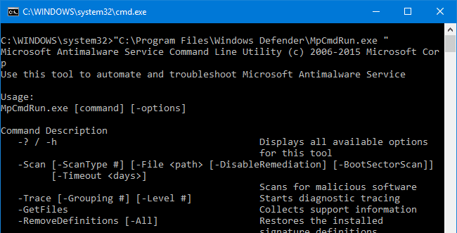 windows defender command-line switches msascui gui