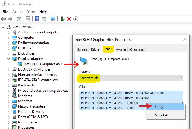 device manager hardware IDs