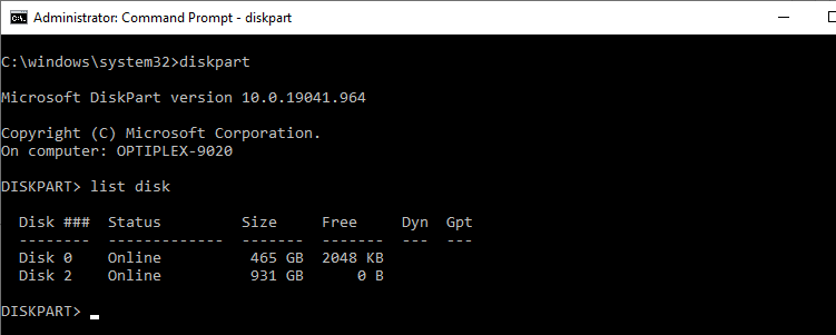 diskpart gpt disk or mbr