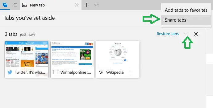 edge share tabs set aside