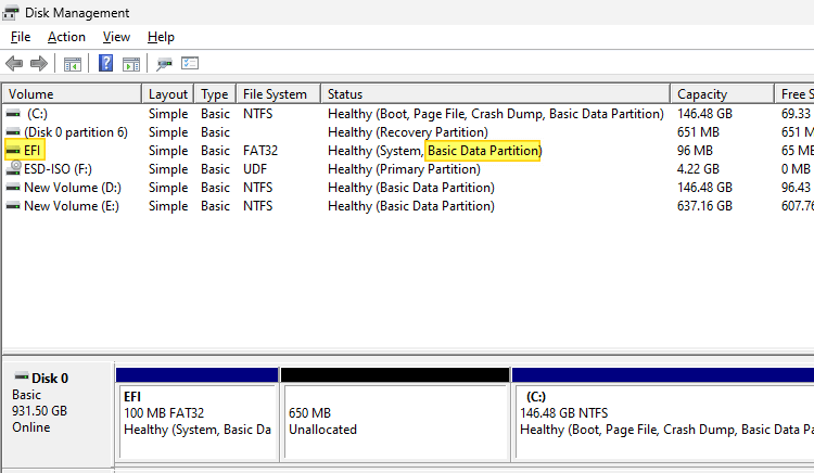 efi boot partition set identifier