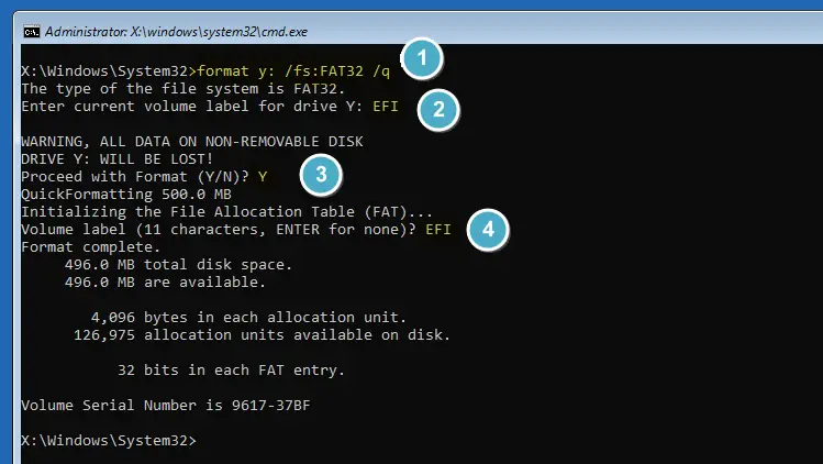 format EFI boot partition