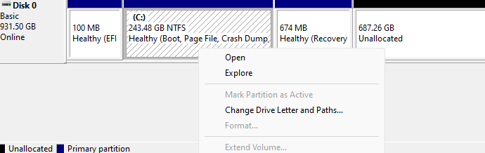 extend volume is dimmed out in disk management