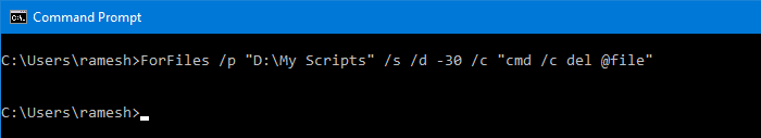 delete files older than x days in windows forfiles.exe forfiles command