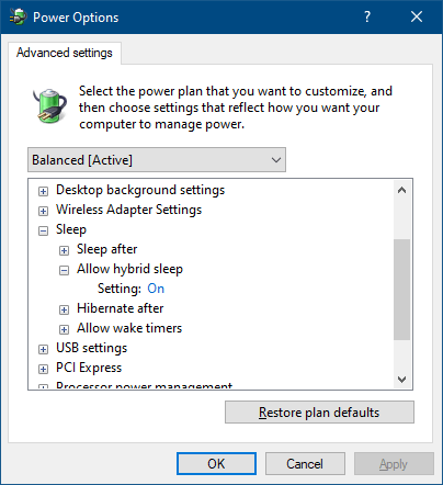 hybrid sleep enabled