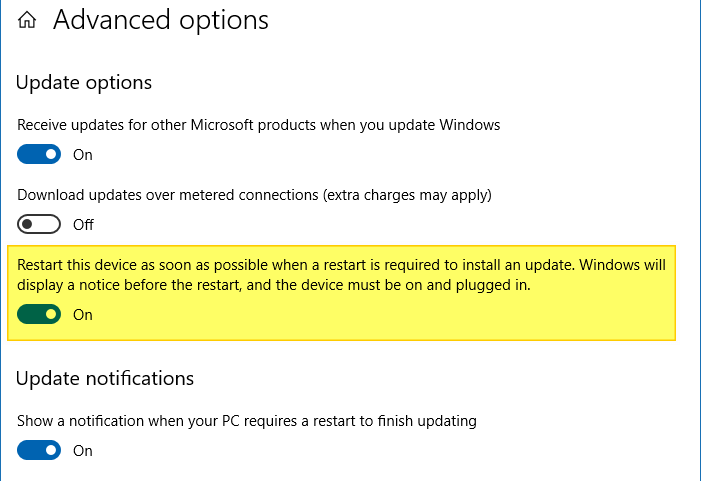 install updates and shut down windows 10