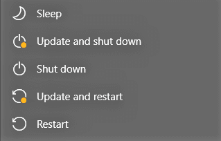 install updates and shut down windows 10
