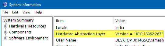 find windows 10 version build bitness msinfo32