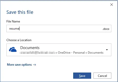 office documents default save location