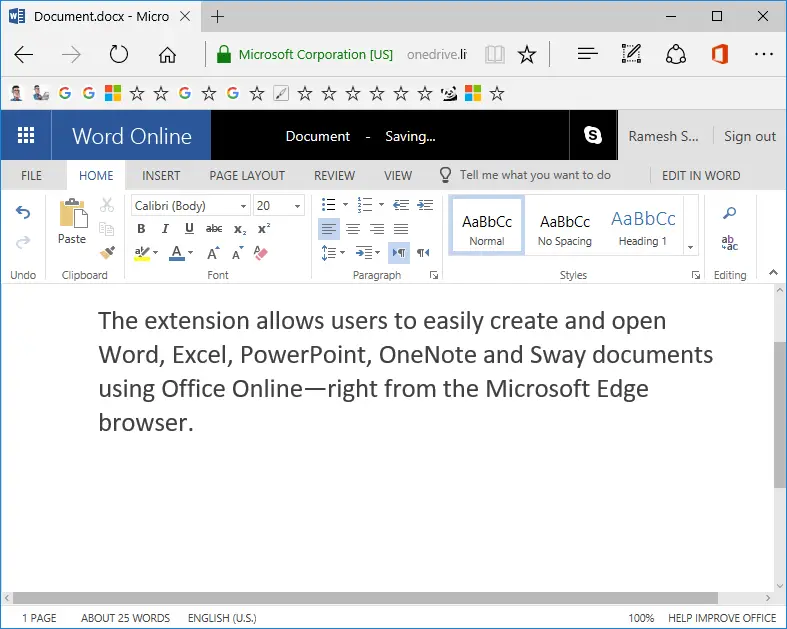 office online edge extension