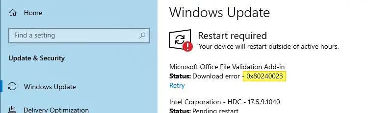 windows update error 0x80240023