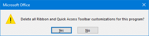 onenote 2016 reset ribbon toolbar