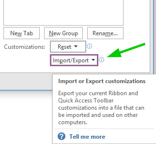 onenote 2016 reset ribbon toolbar