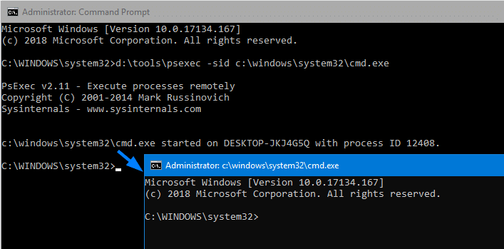 psexec launch cmd.exe system account