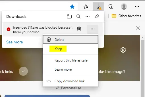 prevent unsafe files from being downloaded - edge policies