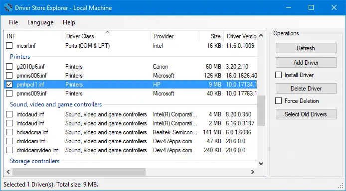driverstore explorer - remove old printer driver packages