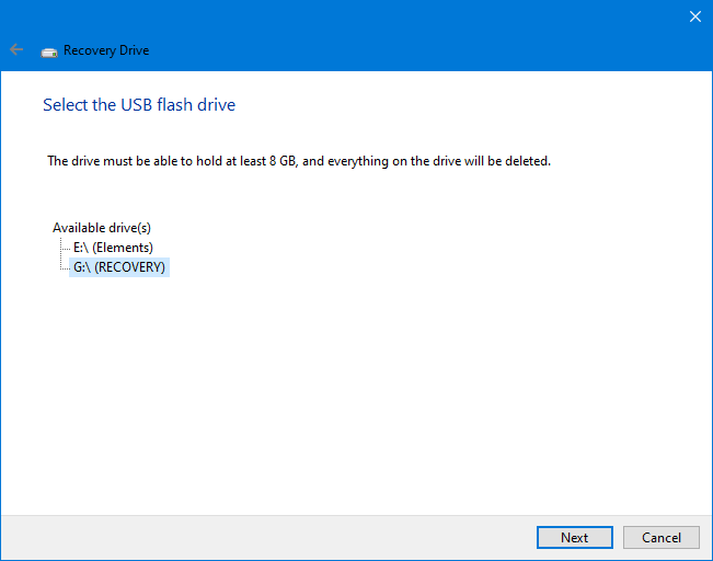 create windows 10 usb recovery drive