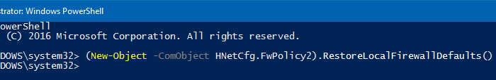 reset firewall using powershell