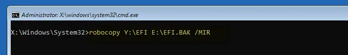 robocopy command efi backup