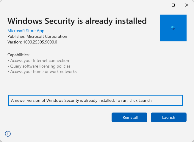 windows security appx install