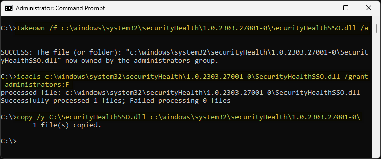 securityhealthsso.dll error 0xc000012f