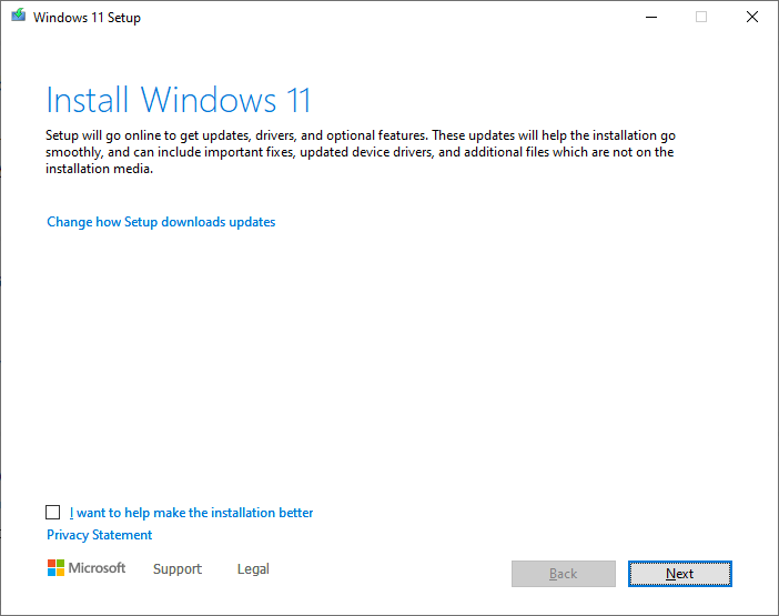 windows 11 setup screen