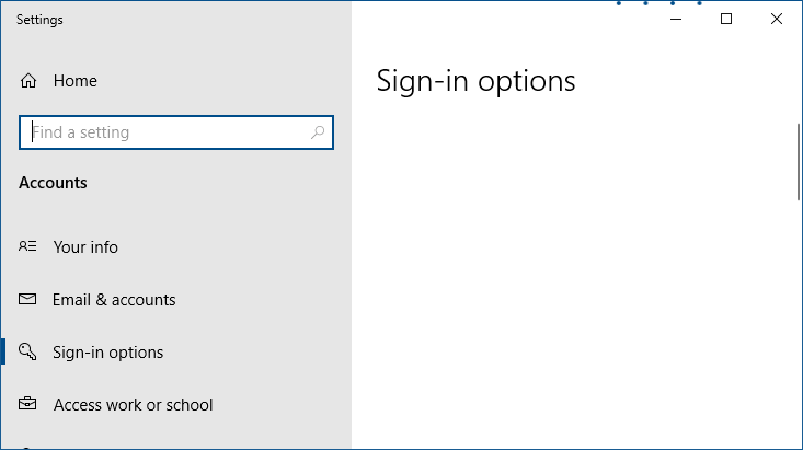 sign-in options empty