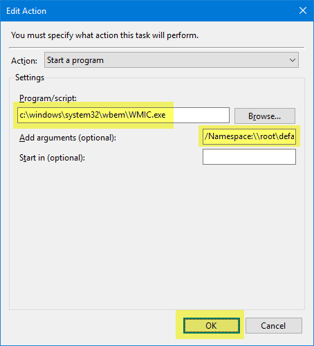 create daily restore point script or wmic