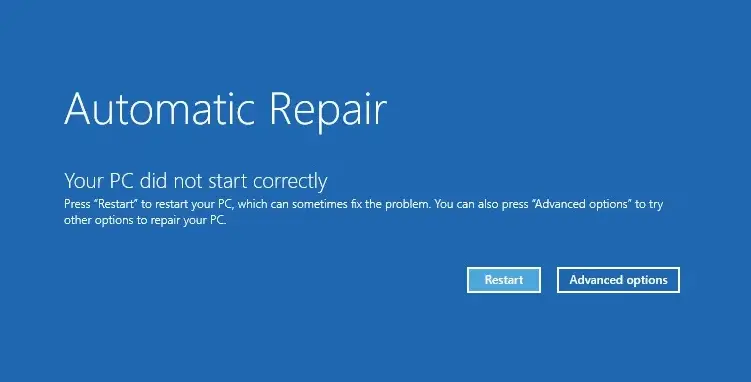 Automatic repair - Startup repair - Windows Recovery