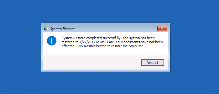 Perform System Restore Rollback Offline