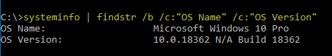 find windows 10 version build bitness systeminfo
