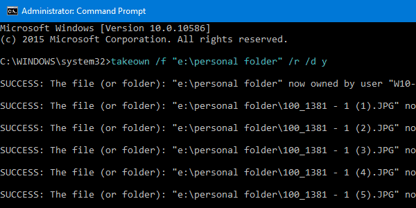 Take Ownership using command-line takeown.exe