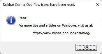 reset taskbar overflow notification icons