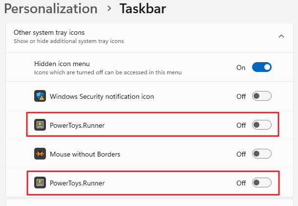 taskbar tray overflow remove single entry