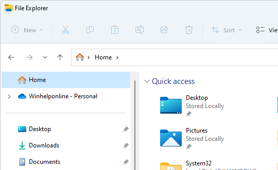 remove "home" in windows 11 explorer