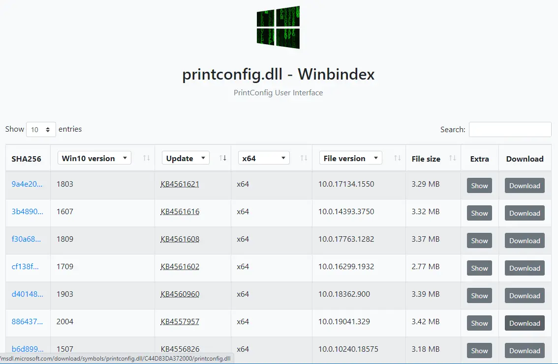 download windows system files dll exe sys from microsoft server