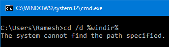 windir not resolved or recognized