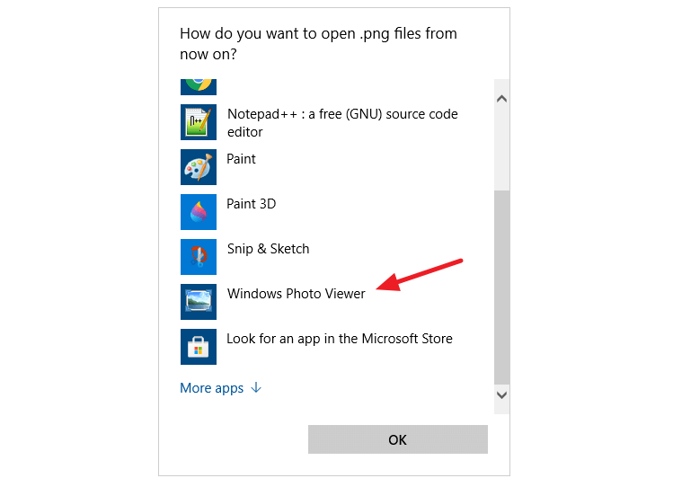 windows photo viewer - open with dialog